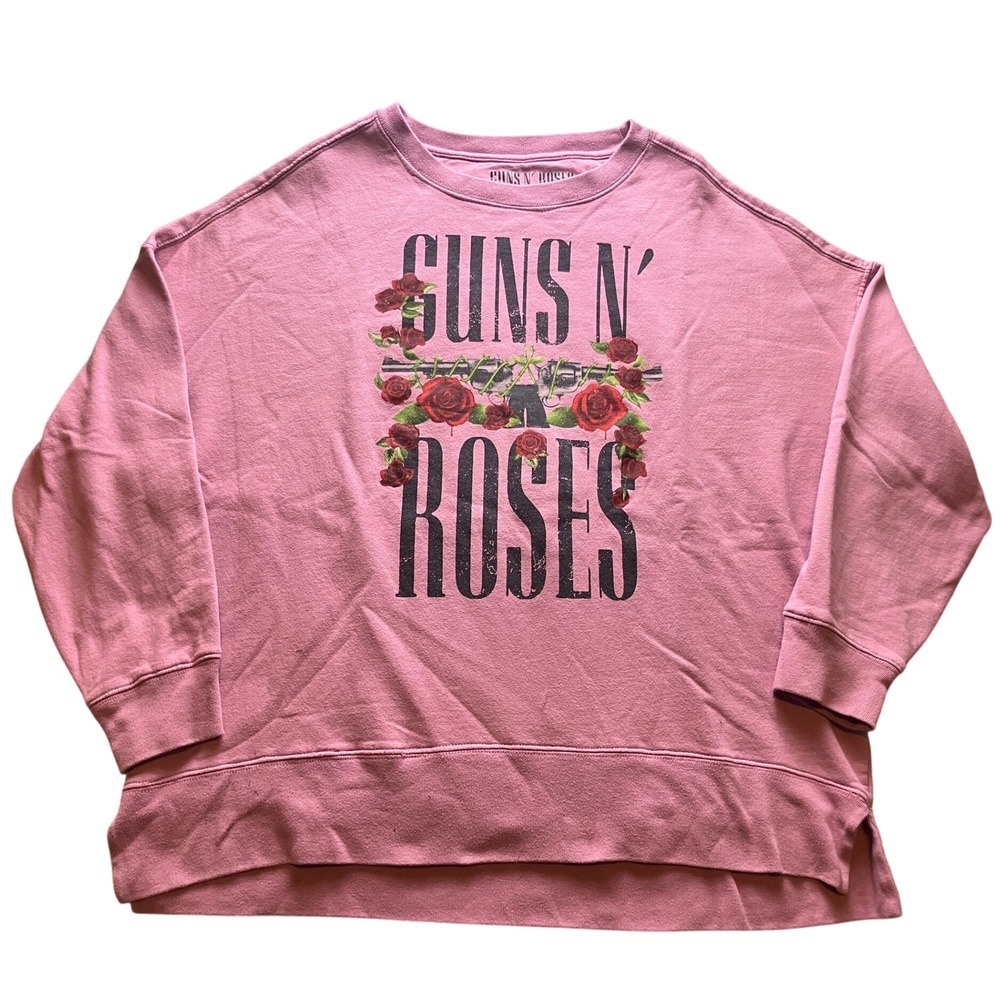 Guns‎ N' Roses Sweatshirt Womens Extra Large Pink Oversized Baggy Spellout